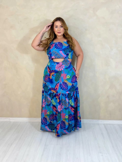 Vestido Cecília Estampa Azul