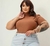 Blusa Básica Anarruga Marrom Plus Size