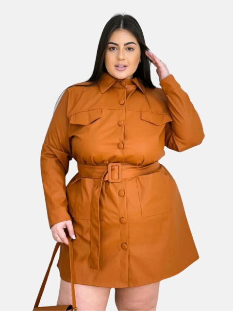 Sobretudo Courino Terracota Plus Size - comprar online