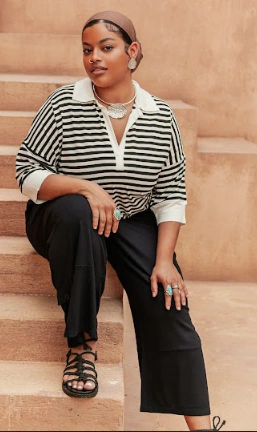 BLUSA POLO OVERSIZE LISTRADO