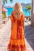 Boho Chic: Vestido Puff Lady em Seda Indiana Granada Gold - comprar online
