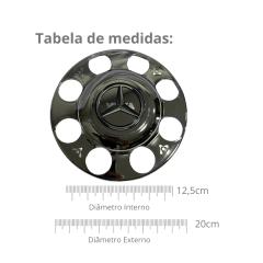 Par Sobre Tampa Cromada Cubo MB Atego 8 Furos Com Emblema