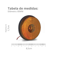 Kit com 6 Lanterna Lateral Led Redonda 85MM Bivolt Amarela - Rubinho Auto Peças