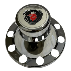 Sobre Tampa Cromada Cubo Traseiro Tração Scania Com Emblema