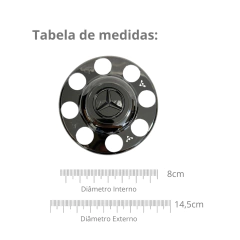 Par Sobre Tampa Cromada Cubo Tração MB 3/4 Com Emblema