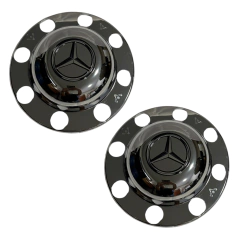 Par Sobre Tampa Cromada Cubo MB Accelo Com Emblema