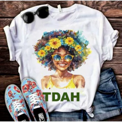 Camisa TDAH Menina com Arco de Flores de Girassóis