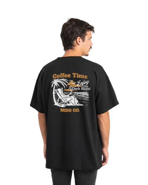 Remera Oversize Coffee Time Negra - comprar online