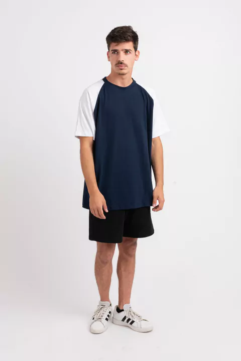 Remera manga Rangla Azul/Blanco Oversize