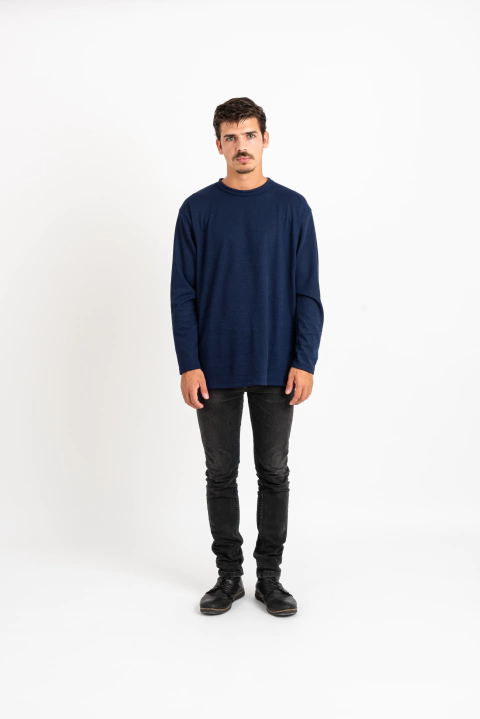 SWEATER MILLER BASIC WAFFLE AZUL