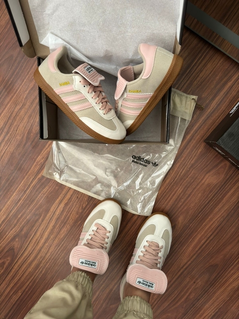 Tênis Samba Wales Bonner Off/ Rosa Linha premium