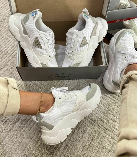 Tênis Prada Milano Branco/Cinza
