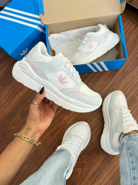 Tênis Esportivo AD Femmy Fit Branco/Rosa