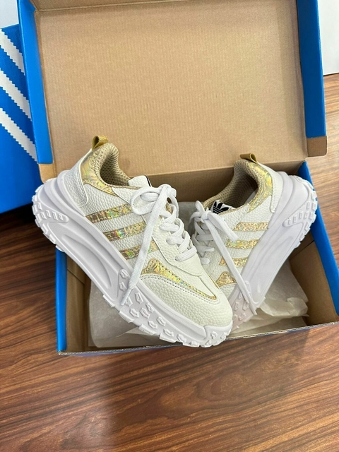 Tênis AD Nix Plataform Branco/Dourado