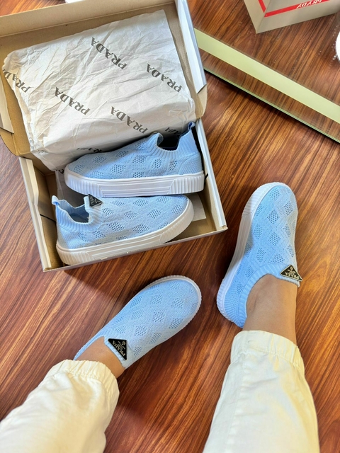 Tênis Prada Meia Knit Azul