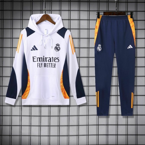Conjunto Agasalho Treino Real Madrid 2023/2024 Com Capuz Adidas Masculino