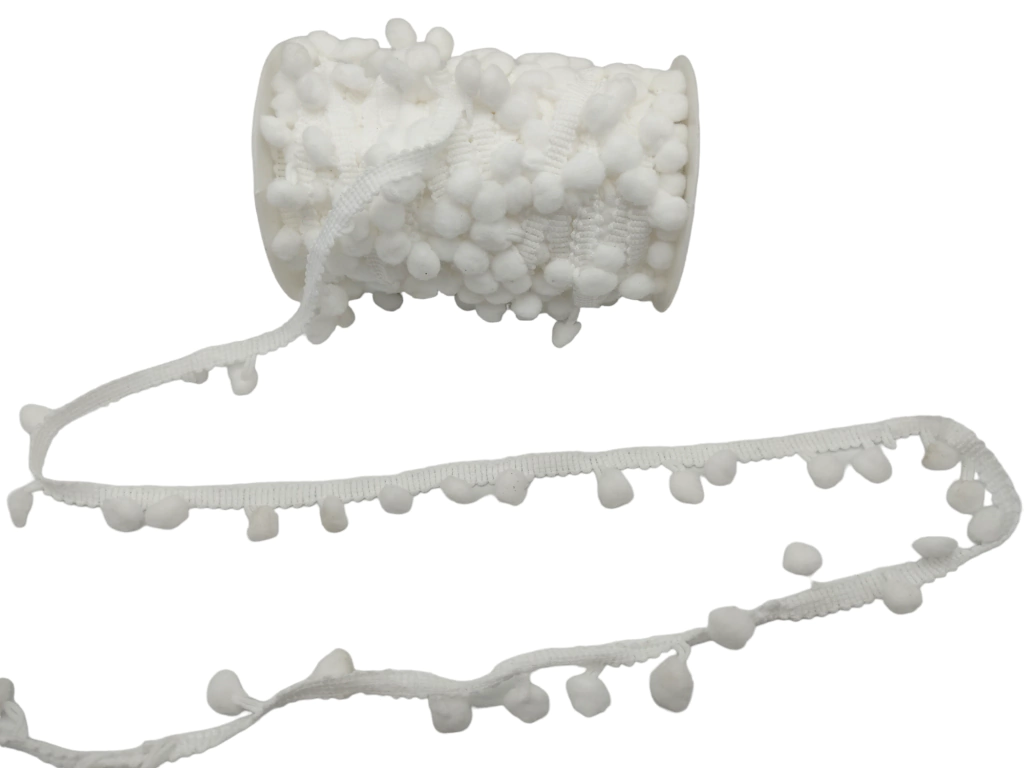 Fita de Grelot Pom Pom Cor:Branco Larg.:30mm c/25mts