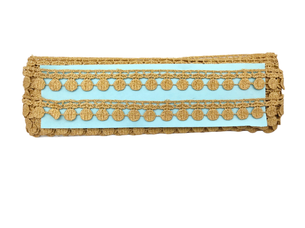 Renda Guipir Sa005 - Larg: 1,5cm - Dourada - 13,70 Mts