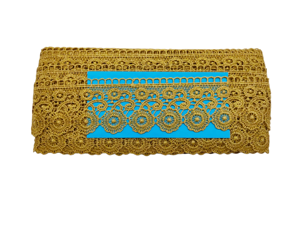 Renda Guipir Sa634 - Larg: 5,0cm - Dourado - Rolo 13,70 Mts