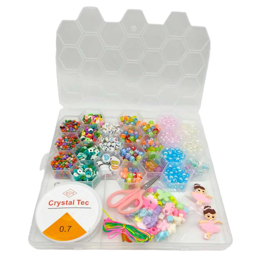 Kit Miçangas Infantil Coloridas Letras