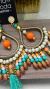 Brinco Glam Laranja e Turquesa