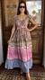 Vestido Boho Chic Seda Indira Marrom e Pink - loja online