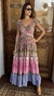 Vestido Boho Chic Seda Indira Marrom e Pink - Loja Online de Roupas | Maria Vai Com a Moda