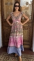 Vestido Boho Chic Seda Indira Marrom e Pink na internet