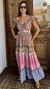 Vestido Boho Chic Seda Indira Marrom e Pink - comprar online