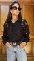 Camisa Renda Rosas Preta - comprar online