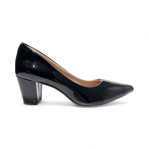Scarpin Salto Bloco Preto Verniz - comprar online