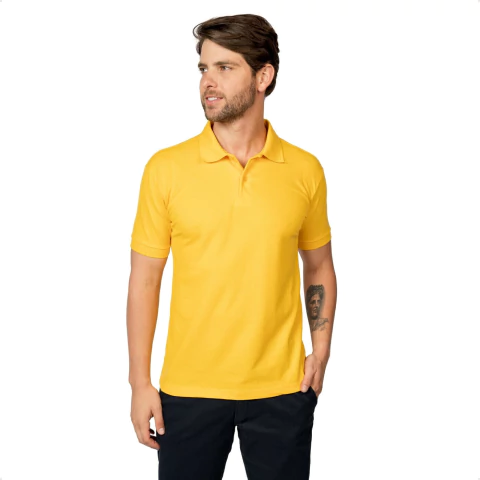 Camisa Polo Piquet Masculina Amarela - comprar online