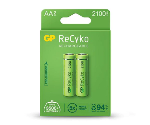 Pilha Recarregável GP ReCyko c/ 2 AA NiMH 2100mAh 1,2V