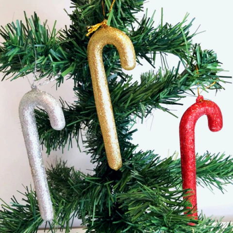 Bastones Colgantes Plateado 7cm x 6u.