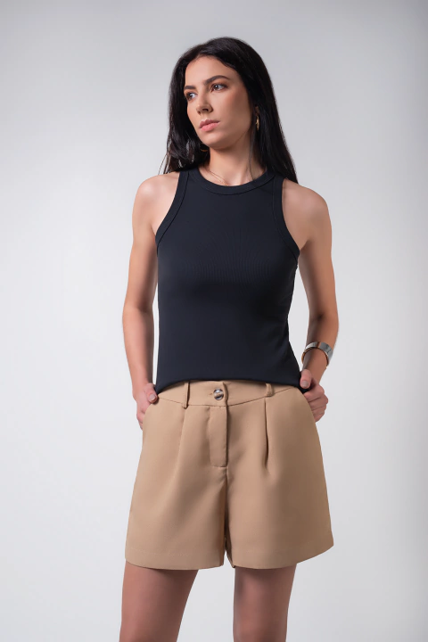 Regata Feminina Canelada Preta