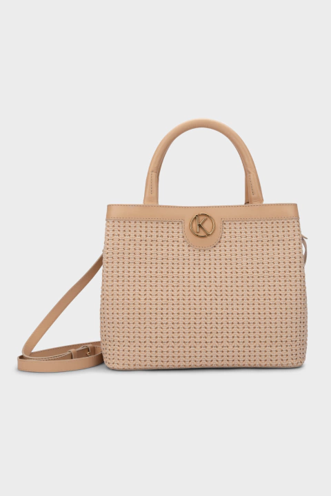 Bolsa Tote Nude em Couro Média