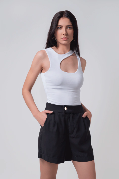 Blusa Regata Feminina Decote Transpassado - Branca