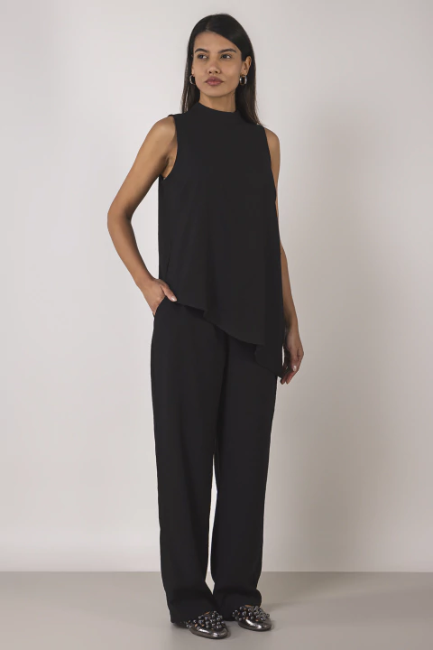 Calça Alfaiataria Feminina Reta Preta