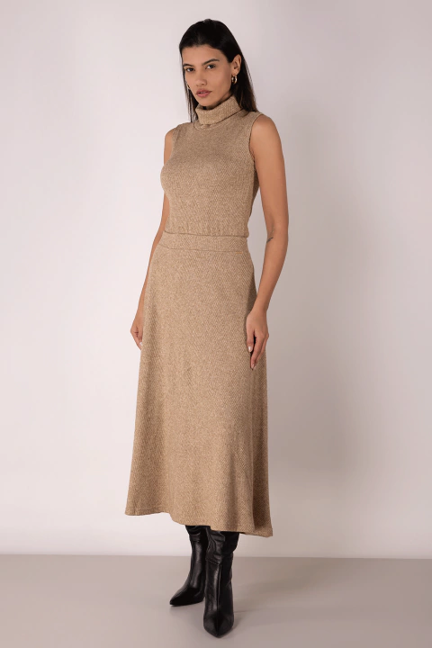 Regata Gola Alta Tricot Geométrica Bege