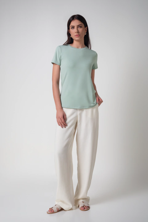 Blusa Básica Feminina Manga Curta - Menta