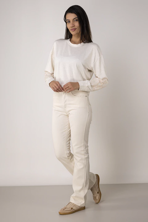 Blusa Manga Longa Moletinho – Natural