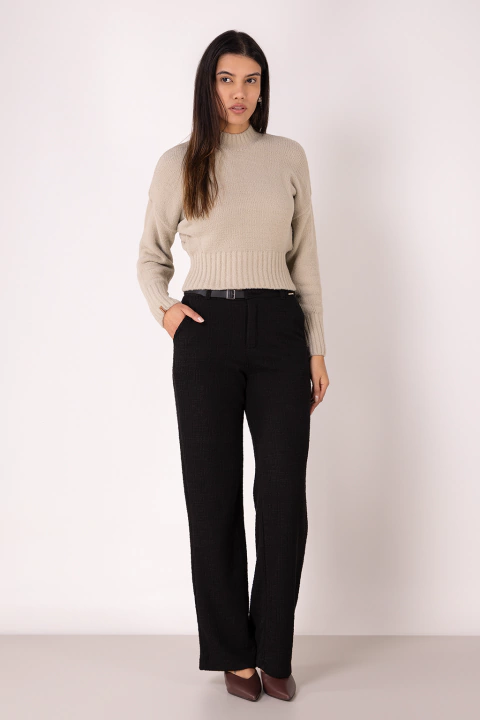 Blusa Tricot Cropped Feminina Manga Longa Em Fio Pluma Fendi