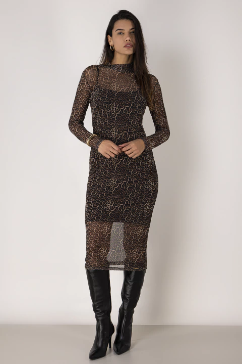 Vestido Midi Tule Onça