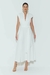 VESTIDO LONGO COM DECOTE PROFUNDO E OMBREIRAS OFF WHITE- ZEN