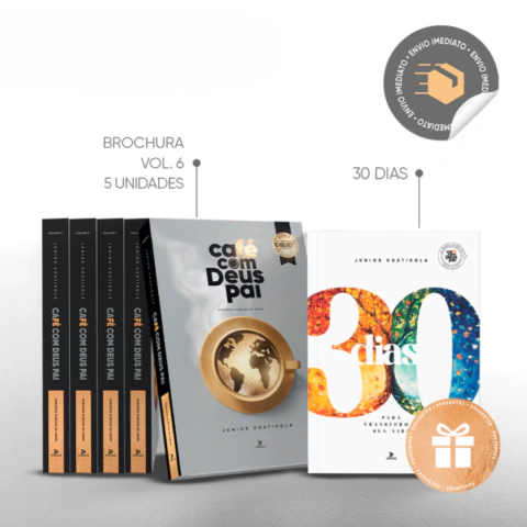 5 livros Café com Deus Pai vol.6 (brochura) + 30 Dias para transformar sua vida (presente)