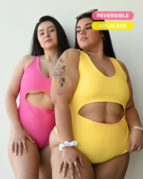Capri Enteriza - Rosa y amarillo (ULTIMOS S y L)