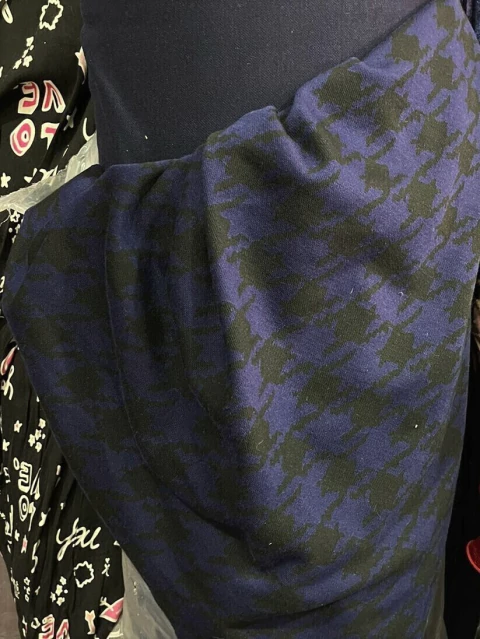 Jacquard Pied de Poule - Azul/Negro