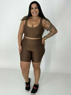 Bermuda Básica Compressão + Café Expresso- Plus Size