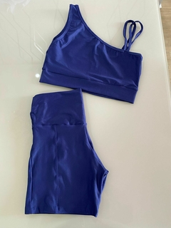 Bermuda Bicolor Canelado Azul Marinho - comprar online
