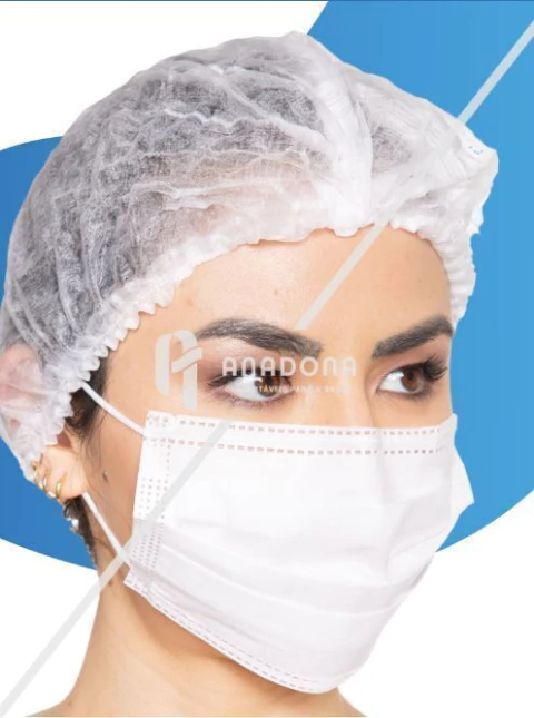 TOUCA DESCARTÁVEL C/100 ANADONA BRANCA C/ELÁSTICO SANFONADA
